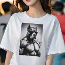 ピットブル Tシャツ レディース 犬ファン 半袖 春夏 犬柄 プリント カジュアル かわいい 人間用 個性派 ここだけのデザイン 面白 サングラス ピットブル マッスル