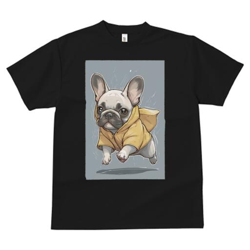 フレンチブルドッグ Tシャツ メンズ キッズ 犬ファン 半袖 春夏 犬柄 プリント カジュアル かわいい 人間用 個性派 ここだけのデザイン 面白 レインコート フレンチブルドッグ 雨
