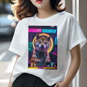 柴犬 Tシャツ レディース 犬ファン 半袖 春夏 犬柄 プリント カジュアル かわいい 人間用 個性派 ここだけのデザイン 面白 ネオン 柴犬 ヘッドホン DJ
