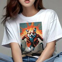 コーギー Tシャツ レディース 犬ファン 半袖 春夏 犬柄 プリント カジュアル かわいい 人間用 個性派 ここだけのデザイン 面白 スーパーヒーロー コーギー アメコミ ポップアート 街並み