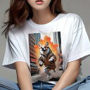 コーギー Tシャツ レディース 犬ファン 半袖 春夏 犬柄 プリント カジュアル かわいい 人間用 個性派 ここだけのデザイン 面白 街 コーギー 爆発 コート