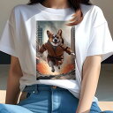コーギー Tシャツ レディース 犬ファン 半袖 春夏 犬柄 プリント カジュアル かわいい 人間用 個性派 ここだけのデザイン 面白 コート コーギー 街