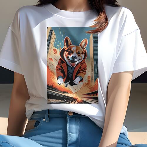 コーギー Tシャツ レディース 犬ファン 半袖 春夏 犬柄 プリント カジュアル かわいい 人間用 個性派 ..