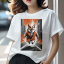 コーギー Tシャツ レディース 犬ファン 半袖 春夏 犬柄 プリント カジュアル かわいい 人間用 個性派 ここだけのデザイン 面白 街 コーギー 道路 コート
