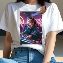 柴犬 Tシャツ レディース 犬ファン 半袖 春夏 犬柄 プリント カジュアル かわいい 人間用 個性派 ここだけのデザイン 面白 DJ 柴犬 ヘッドホン クラブ ミュージック