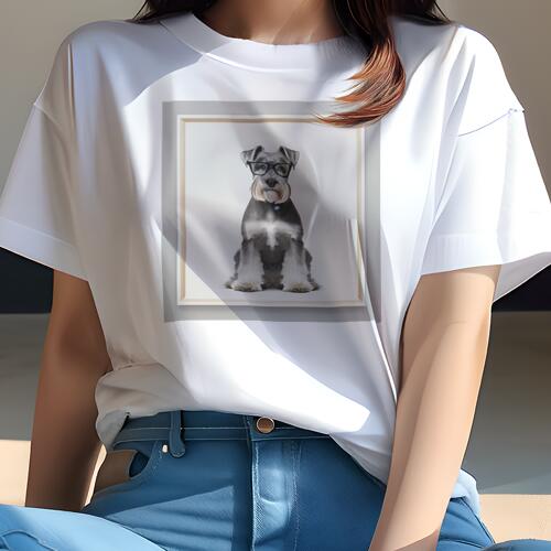 ミニチュアシュナウザー Tシャツ レディース 犬ファン 半袖 春夏 犬柄 プリント カジュアル かわいい ..