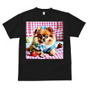 ポメラニアン Tシャツ メンズ キッズ 犬ファン 半袖 春夏 犬柄 プリント カジュアル かわいい 人間用 個性派 ここだけのデザイン 面白 いちご ポメラニアン チェック柄 リボン