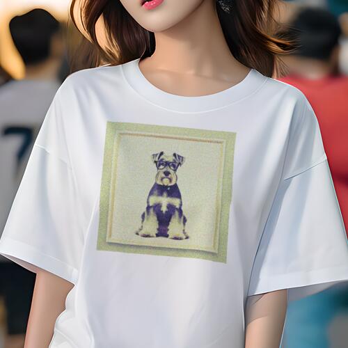 ミニチュアシュナウザー Tシャツ レディース 犬ファン 半袖 春夏 犬柄 プリント カジュアル かわいい ..