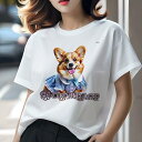 コーギー Tシャツ レディース 犬ファン 半袖 春夏 犬柄 プリント カジュアル かわいい 人間用 個性派 ここだけのデザイン 面白 ワンピース コーギー