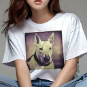 ブルテリア Tシャツ レディース 犬ファン 半袖 春夏 犬柄 プリント カジュアル かわいい 人間用 個性派 ここだけのデザイン 面白 首輪 ブルテリア