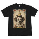 Tシャツ メンズ キッズ 犬ファン 半袖 春夏 犬柄 プリント カジュアル かわいい 人間用 個性派 ここだけのデザイン 面白 ピエロ サーカス 帽子 衣装 メイクアップ