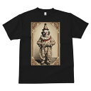 Tシャツ メンズ キッズ 犬ファン 半袖 春夏 犬柄 プリント カジュアル かわいい 人間用 個性派 ここだけのデザイン 面白 ピエロ サーカス レトロ ヴィンテージ 衣装