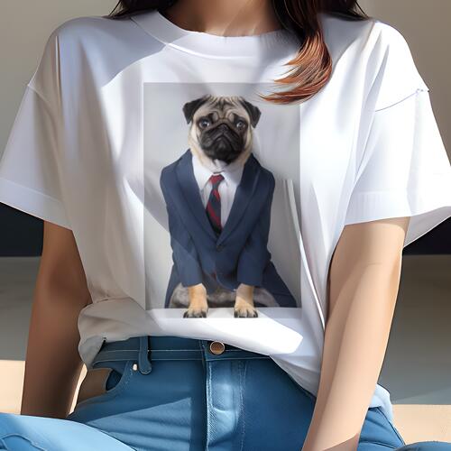 パグ Tシャツ レディース 犬ファン 半袖 春夏 犬柄 プリント カジュアル かわいい 人間用 個性派 ここ..