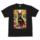 ミニチュアピンシャー Tシャツ メンズ キッズ 犬ファン 半袖 春夏 犬柄 プリント カジュアル かわいい 人間用 個性派 ここだけのデザイン 面白 チューリップ ミニチュアピンシャー 蝶