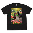 ミニチュアピンシャー Tシャツ メンズ キッズ 犬ファン 半袖 春夏 犬柄 プリント カジュアル かわいい 人間用 個性派 ここだけのデザイン 面白 チューリップ ミニチュアピンシャー 花 春 公園