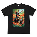 ミニチュアピンシャー Tシャツ メンズ キッズ 犬ファン 半袖 春夏 犬柄 プリント カジュアル かわいい 人間用 個性派 ここだけのデザイン 面白 チューリップ ミニチュアピンシャー 庭