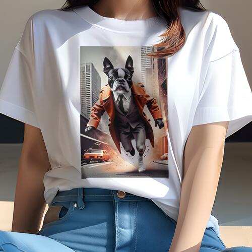 ボストンテリア Tシャツ レディース 犬ファン 半袖 春夏 犬柄 プリント カジュアル かわいい 人間用 個..