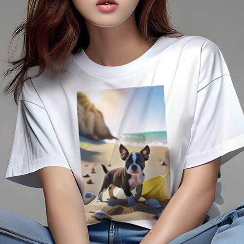 ボストンテリア Tシャツ レディース 犬ファン 半袖 春夏 犬柄 プリント カジュアル かわいい 人間用 個..