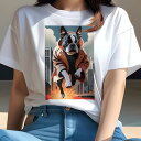 ボストンテリア Tシャツ レディース 犬ファン 半袖 春夏 犬柄 プリント カジュアル かわいい 人間用 個性派 ここだけのデザイン 面白 都市 ボストンテリア...