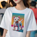 ウエストハイランドホワイトテリア Tシャツ レディース 犬ファン 半袖 春夏 犬柄 プリント カジュアル かわいい 人間用 個性派 ここだけのデザイン 面白 ポップアート ウエストハイランドホワイトテリア アート