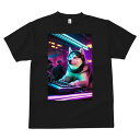 シベリアンハスキー Tシャツ メンズ キッズ 犬ファン 半袖 春夏 犬柄 プリント カジュアル かわいい 人間用 個性派 ここだけのデザイン 面白 DJ シベリアンハスキー ヘッドホン ネオン