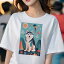 シベリアンハスキー Tシャツ レディース 犬ファン 半袖 春夏 犬柄 プリント カジュアル かわいい 人間..