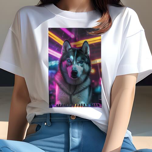 シベリアンハスキー Tシャツ レディース 犬ファン 半袖 春夏 犬柄 プリント カジュアル かわいい 人間..
