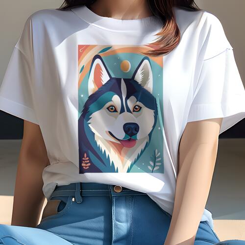シベリアンハスキー Tシャツ レディース 犬ファン 半袖 春夏 犬柄 プリント カジュアル かわいい 人間..