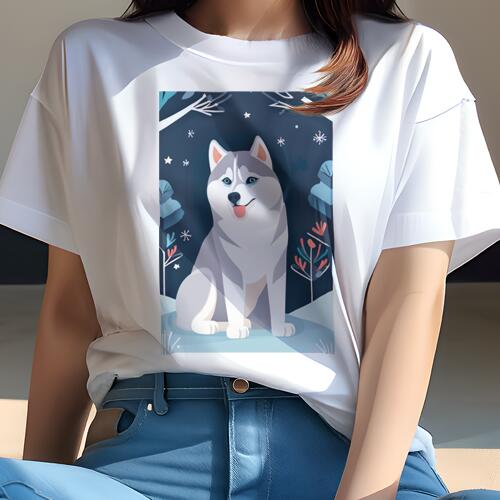 シベリアンハスキー Tシャツ レディース 犬ファン 半袖 春夏 犬柄 プリント カジュアル かわいい 人間..