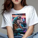 シベリアンハスキー Tシャツ レディース 犬ファン 半袖 春夏 犬柄 プリント カジュアル かわいい 人間用 個性派 ここだけのデザイン 面白 ヘッドホン シベリアンハスキー ジャケット キーボード DJ