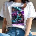 シベリアンハスキー Tシャツ レディース 犬ファン 半袖 春夏 犬柄 プリント カジュアル かわいい 人間用 個性派 ここだけのデザイン 面白 DJ シベリアンハスキー ヘッドホン ネオン