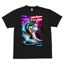 シベリアンハスキー Tシャツ メンズ キッズ 犬ファン 半袖 春夏 犬柄 プリント カジュアル かわいい 人間用 個性派 ここだけのデザイン 面白 DJ シベリアンハスキー ヘッドホン ネオン