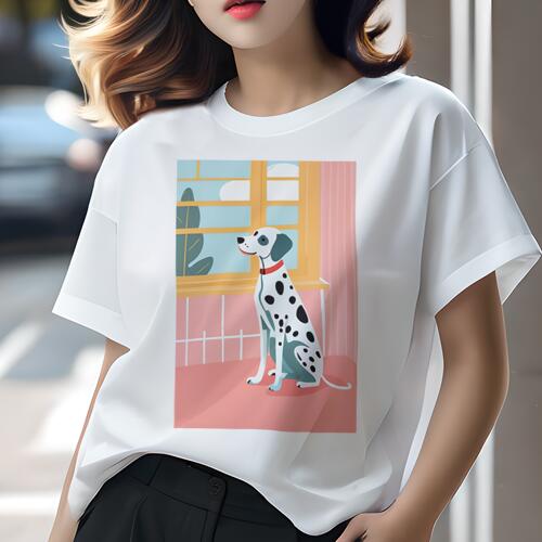 ダルメシアン Tシャツ レディース 犬ファン 半袖 春夏 犬柄 プリント カジュアル かわいい 人間用 個性..