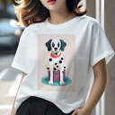 ダルメシアン Tシャツ レディース 犬ファン 半袖 春夏 犬柄 プリント カジュアル かわいい 人間用 個性派 ここだけのデザイン 面白 水玉 ダルメシアン 首...