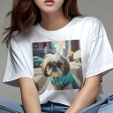 シーズー Tシャツ レディース 犬ファン 半袖 春夏 犬柄 プリント カジュアル かわいい 人間用 個性派 ここだけのデザイン 面白 サングラス シーズー ジャケット 横断歩道 街