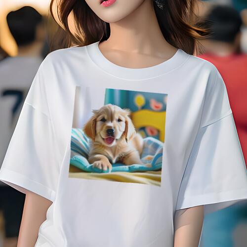 ゴールデンレトリバー Tシャツ レディース 犬ファン 半袖 春夏 犬柄 プリント カジュアル かわいい 人..