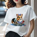 コーギー Tシャツ レディース 犬ファン 半袖 春夏 犬柄 プリント カジュアル かわいい 人間用 個性派 ここだけのデザイン 面白 リボン コーギー プレゼン...