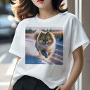 ポメラニアン Tシャツ レディース 犬ファン 半袖 春夏 犬柄 プリント カジュアル かわいい 人間用 個性派 ここだけのデザイン 面白 雪 ポメラニアン