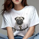 パグ Tシャツ レディース 犬ファン 半袖 春夏 犬柄 プリント カジュアル かわいい 人間用 個性派 ここだけのデザイン 面白 ネクタイ パグ シャツ メガネ