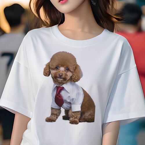 トイプードル Tシャツ レディース 犬ファン 半袖 春夏 犬柄 プリント カジュアル かわいい 人間用 個性..