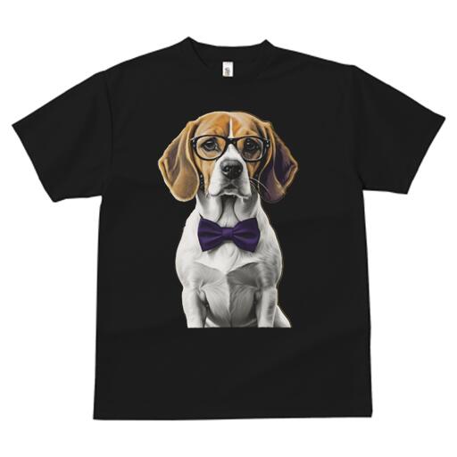 ビーグル Tシャツ メンズ キッズ 犬ファン 半袖 春夏 犬柄 プリント カジュアル かわいい 人間用 個性派 ここだけのデザイン 面白 蝶ネクタイ ビーグル 眼鏡(4)