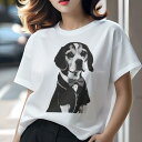 ビーグル Tシャツ レディース 犬ファン 半袖 春夏 犬柄 プリント カジュアル かわいい 人間用 個性派 ここだけのデザイン 面白 タキシード ビーグル 蝶ネクタイ