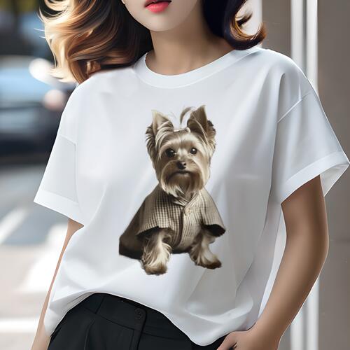 ヨークシャーテリア Tシャツ レディース 犬ファン 半袖 春夏 犬柄 プリント カジュアル かわいい 人間..