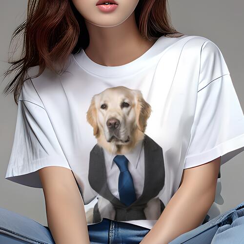 ゴールデンレトリバー Tシャツ レディース 犬ファン 半袖 春夏 犬柄 プリント カジュアル かわいい 人間用 個性派 ここだけのデザイン 面白 スーツ ゴールデンレトリバー ネクタイ ワイシャツ