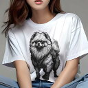 ポメラニアン Tシャツ レディース 犬ファン 半袖 春夏 犬柄 プリント カジュアル かわいい 人間用 個性派 ここだけのデザイン 面白 ハーネス ポメラニアン ブーツ