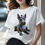 スコティッシュテリア Tシャツ レディース 犬ファン 半袖 春夏 犬柄 プリント カジュアル かわいい 人..