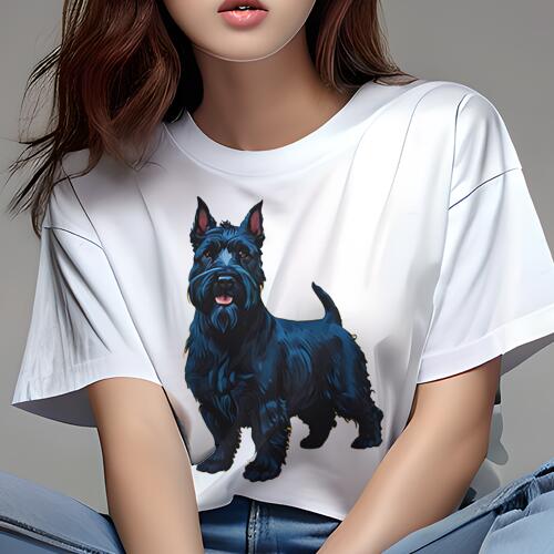 スコティッシュテリア Tシャツ レディース 犬ファン 半袖 春夏 犬柄 プリント カジュアル かわいい 人..