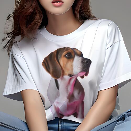 ビーグル Tシャツ レディース 犬ファン 半袖 春夏 犬柄 プリント カジュアル かわいい 人間用 個性派 ここだけのデザイン 面白 ビーグル