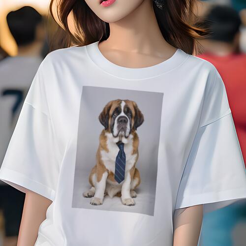 セントバーナード Tシャツ レディース 犬ファン 半袖 春夏 犬柄 プリント カジュアル かわいい 人間用 ..