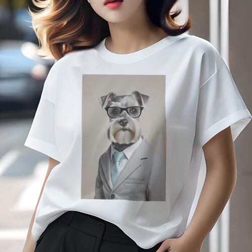 ミニチュアシュナウザー Tシャツ レディース 犬ファン 半袖 春夏 犬柄 プリント カジュアル かわいい ..